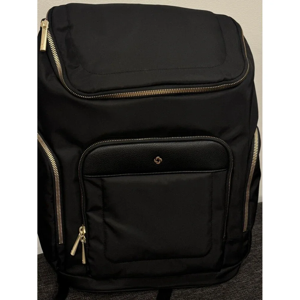 Samsonite Black Men's Travel Backpack with Gold Hardware, women’s bag 🏖️